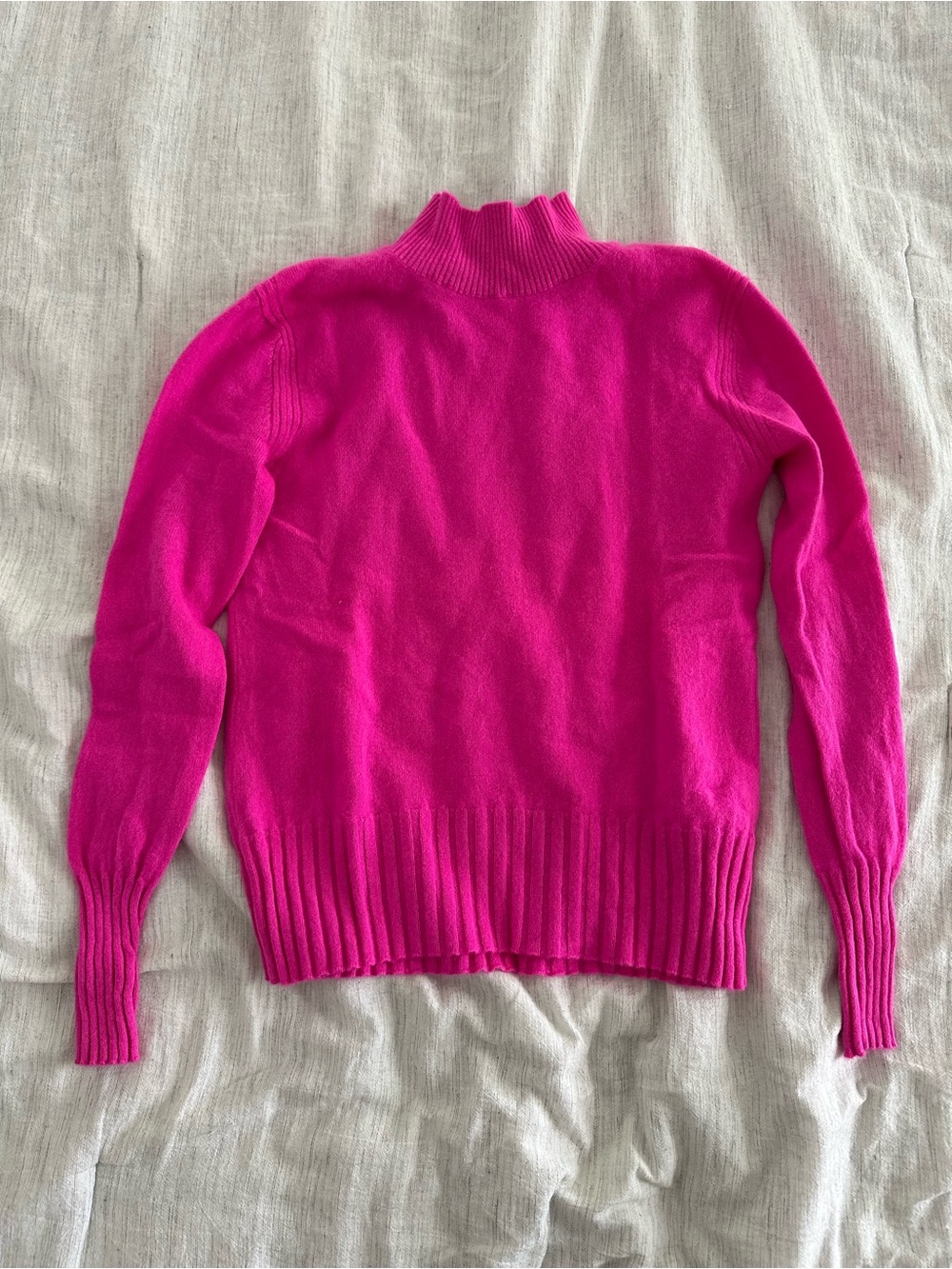 J. Crew Hot Pink Mock Neck Sweater